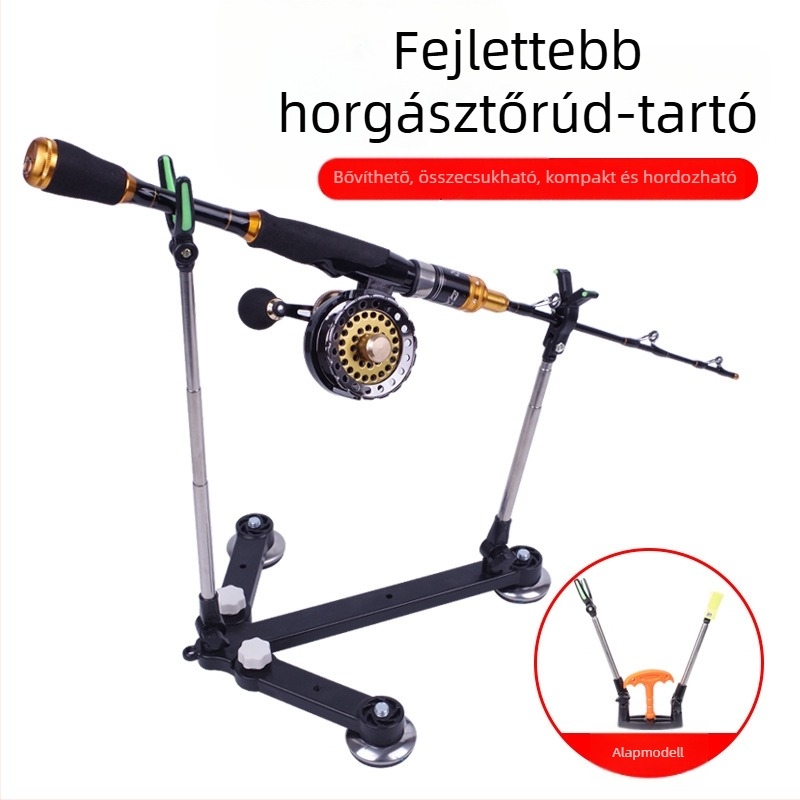 Állítható horgászbot-tartó raft-hoz, hajóhoz és jéghez világítással; anyag: rozsdamentes acél és ABS