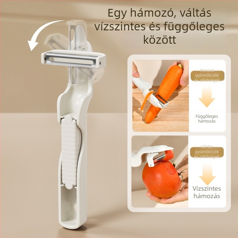 SP SAUCE Többfunkciós hámozó krumpli, gyümölcs, zöldség és dinnyék számára – Négy az egyben konyhai hámozó; Anyag: PP+nylon+420J2 rozsdamentes acél; Bevezetés: 2025 nyár