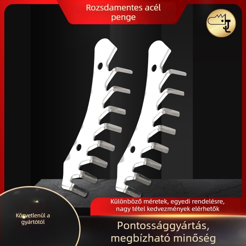 Rozsdamentes acél reszelő penge, 6 és 8 fogú élekkel, többfunkciós