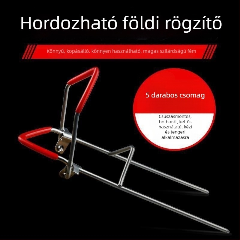 Földön rögzíthető horgászbot-tartó szárazföldi és tengeri használatra, vas szerkezet