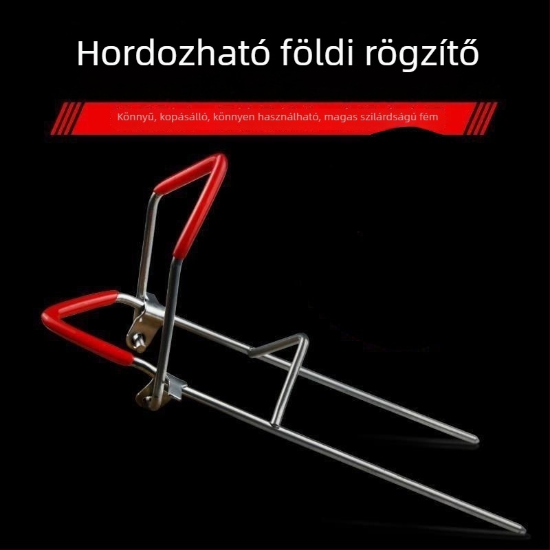 Földön rögzíthető horgászbot-tartó szárazföldi és tengeri használatra, vas szerkezet