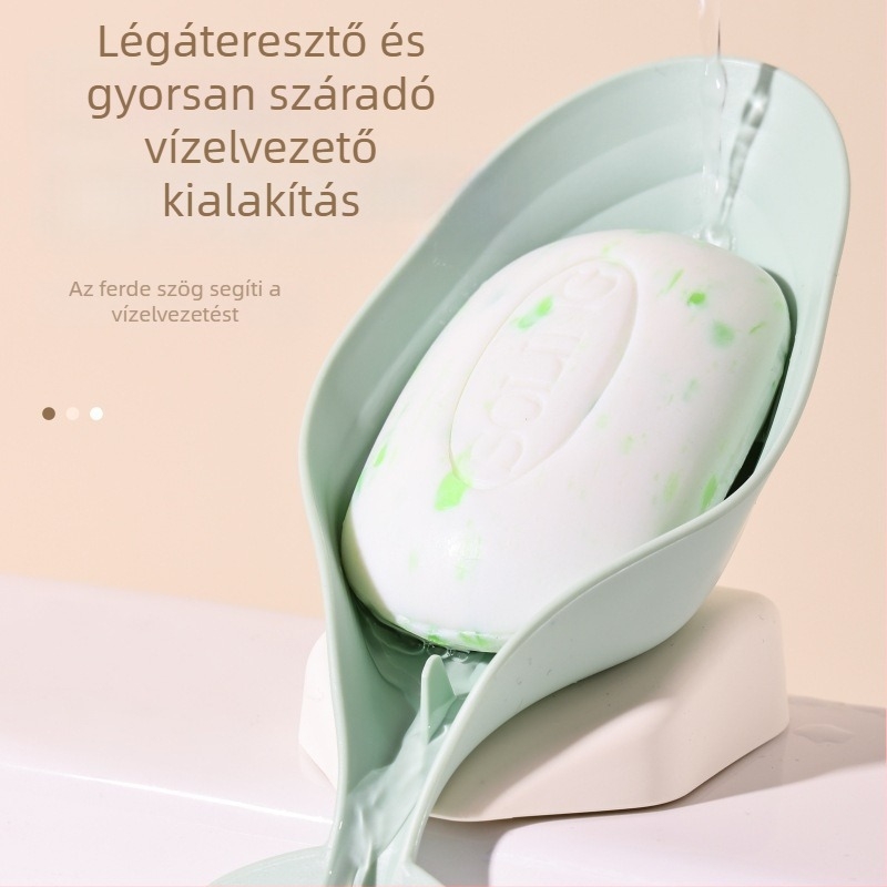 Delfin alakú szappantartó és tároló otthoni használatra, fúrás nélküli rögzítés szívókoronggal, drenázs dizájn, Anyag: PP