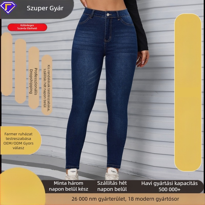Női farmer ősz-télre, slim fit, elasztikus denim, középmagas derék