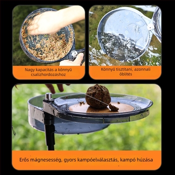 Camper mágneses csali tál beépített tartállyal — erős magnet, univerzális kialakítás, műanyag kivitel