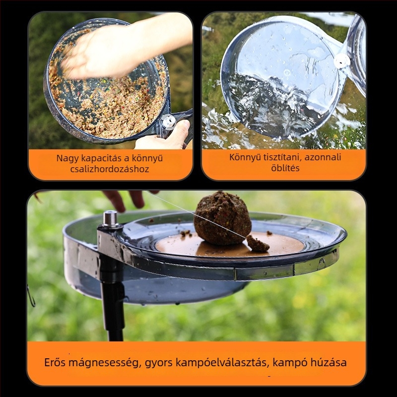 Camper mágneses csali tál beépített tartállyal — erős magnet, univerzális kialakítás, műanyag kivitel