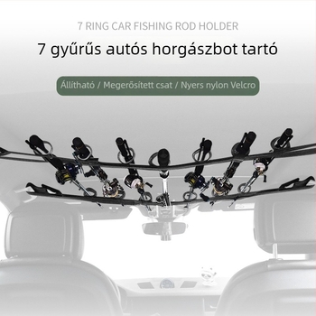 QK nejlon autós horgászbot tartó, 7 gyűrű, 2 részes kialakítás hevederrel