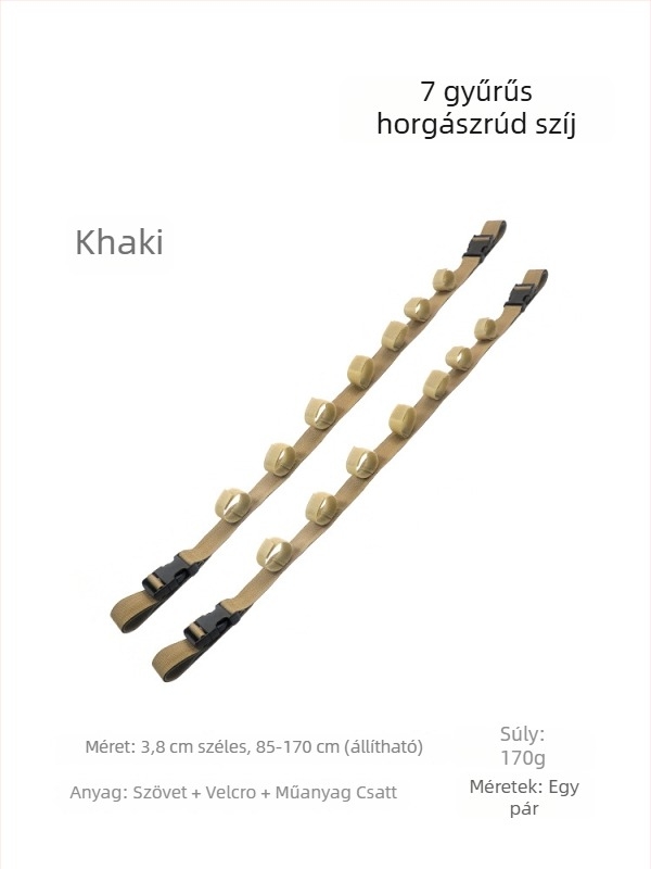 QK nejlon autós horgászbot tartó, 7 gyűrű, 2 részes kialakítás hevederrel