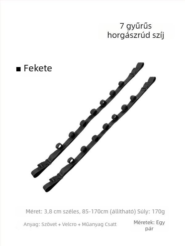 QK nejlon autós horgászbot tartó, 7 gyűrű, 2 részes kialakítás hevederrel