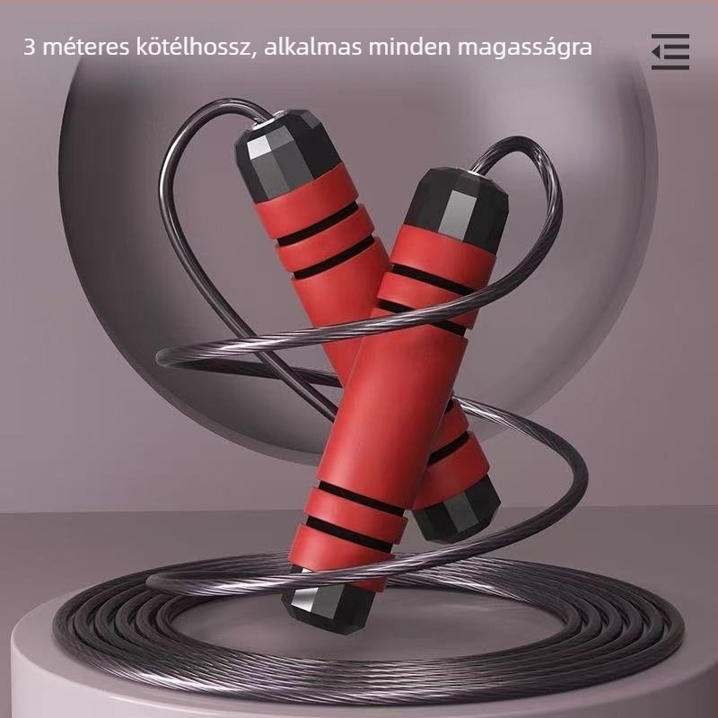 Acélhuzalos ugrókötél, állítható, PVC anyagú, gyermekeknek, fitnesz eszköz, 2025 ősz