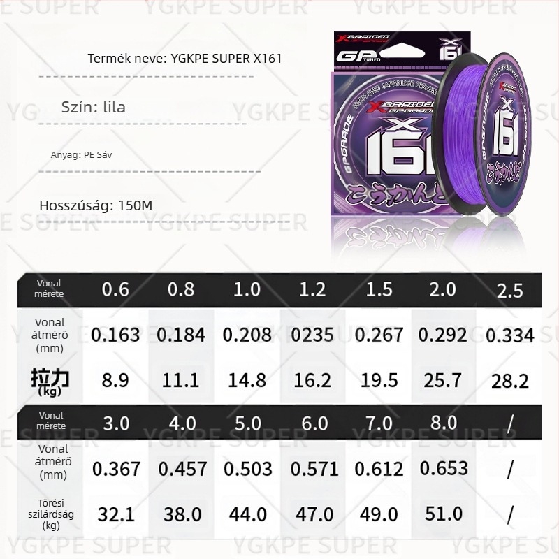 Fő horgász zsinór Zhen's, PE anyag, erős húzóerő, 100 darab tálca
