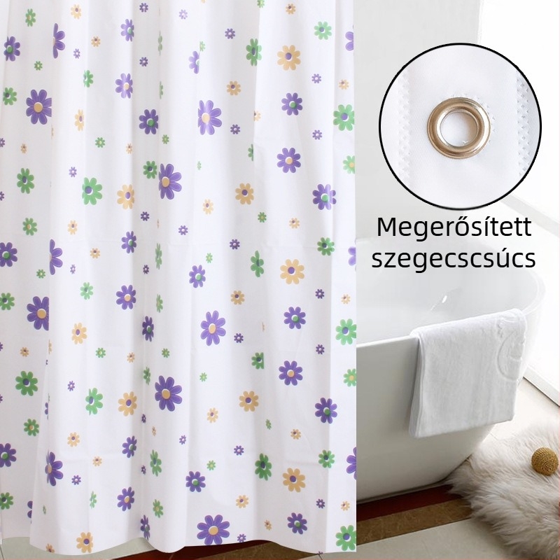 PEVA zuhanyfüggöny fehér négyzetrács mintával – Nordic stílusú, vízálló és penészálló, fürdőszobába, ablakhoz és elválasztóhoz, függő textilel