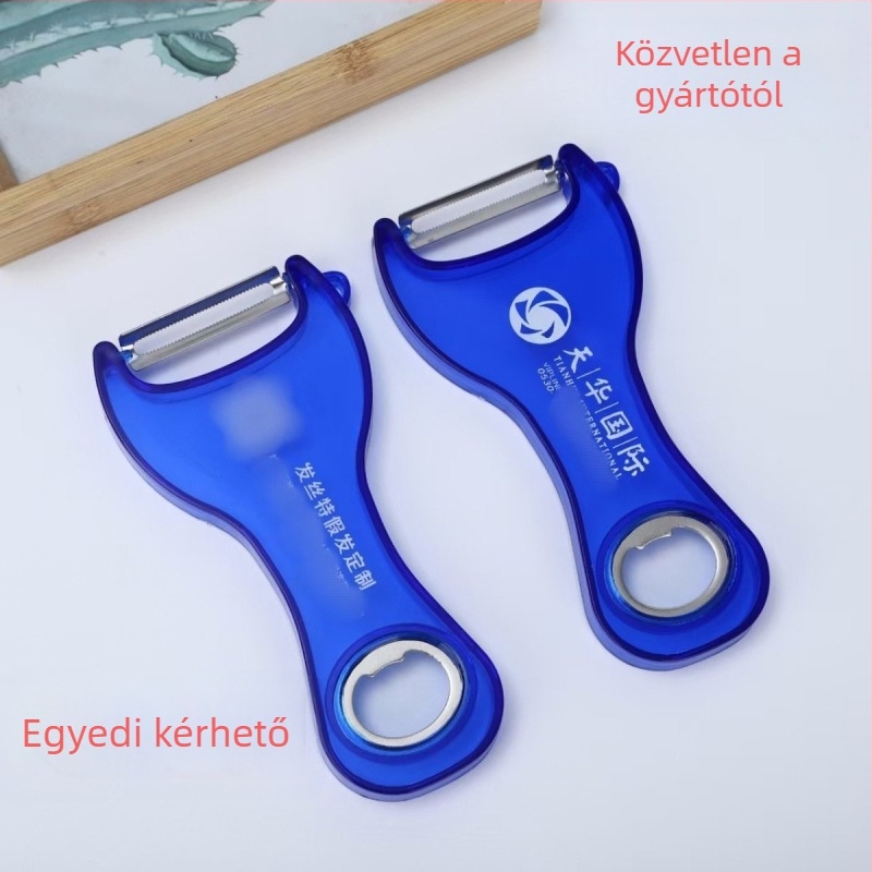 Hámozó, többfunkciós, kettős funkciójú konyhai eszköz, rozsdamentes acél, logó nyomtatás elérhető