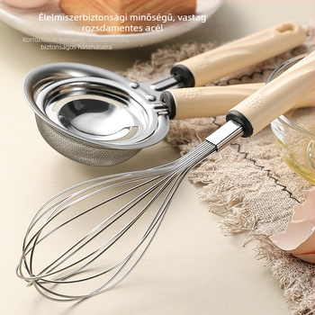 Rozsdamentes acélból készült 3 részes konyhai készlet otthoni használatra: szűrő, tojáshabosító és fehérje elválasztó