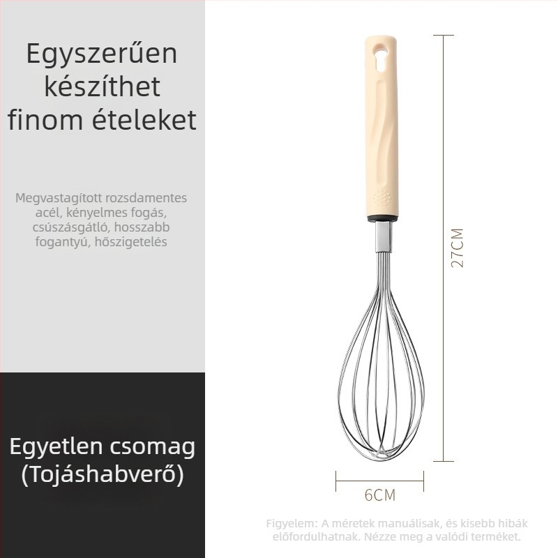 Rozsdamentes acélból készült 3 részes konyhai készlet otthoni használatra: szűrő, tojáshabosító és fehérje elválasztó