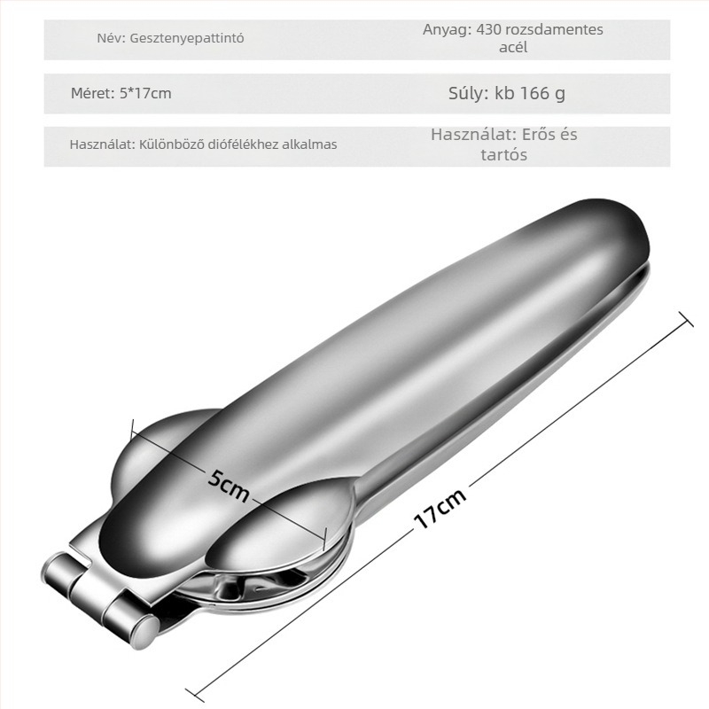 Gesztenye nyitó és hámozó keresztes klipekkel, rozsdamentes acél, modern minimalist dizájn, Yangjiang eredetű, 2017 tavaszán debütált