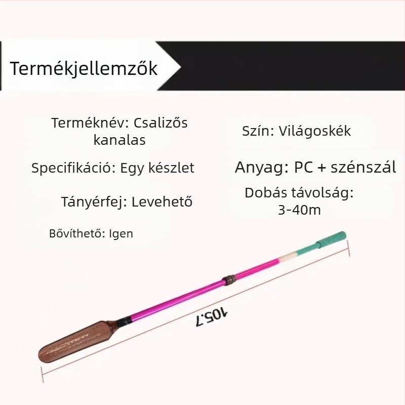 PC anyagból készült etető dobókészülék teleszkópos kanál fejjel, hosszú dobású horgászkiegészítő