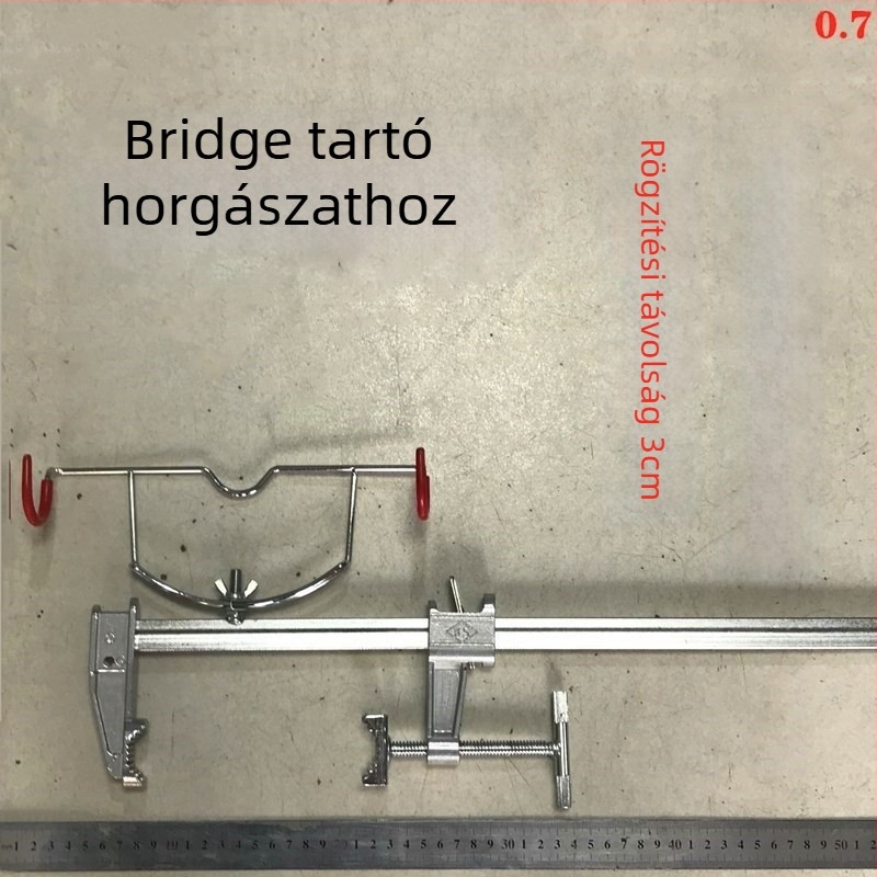 Univerzális horgászállvány hidakhoz és tutajokhoz turret típusú bottartóval, összecsukható fém korlát-tartó