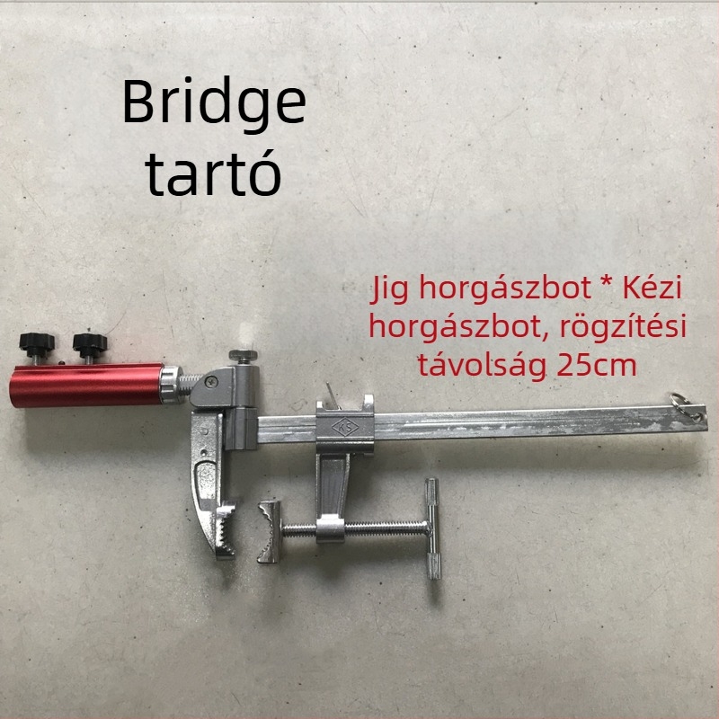Univerzális horgászállvány hidakhoz és tutajokhoz turret típusú bottartóval, összecsukható fém korlát-tartó
