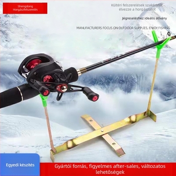 Jéghorgászbot tartó – összecsukható, hordozható, kettős fejű, rozsdamentes acélból, Shengdong Fishing Gear