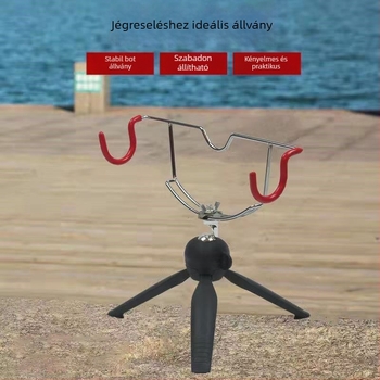 Jéghorgászbot tartó – összecsukható, hordozható, kettős fejű, rozsdamentes acélból, Shengdong Fishing Gear
