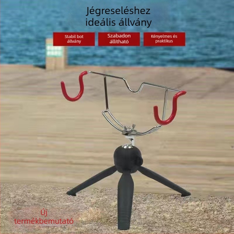 Jéghorgászbot tartó – összecsukható, hordozható, kettős fejű, rozsdamentes acélból, Shengdong Fishing Gear
