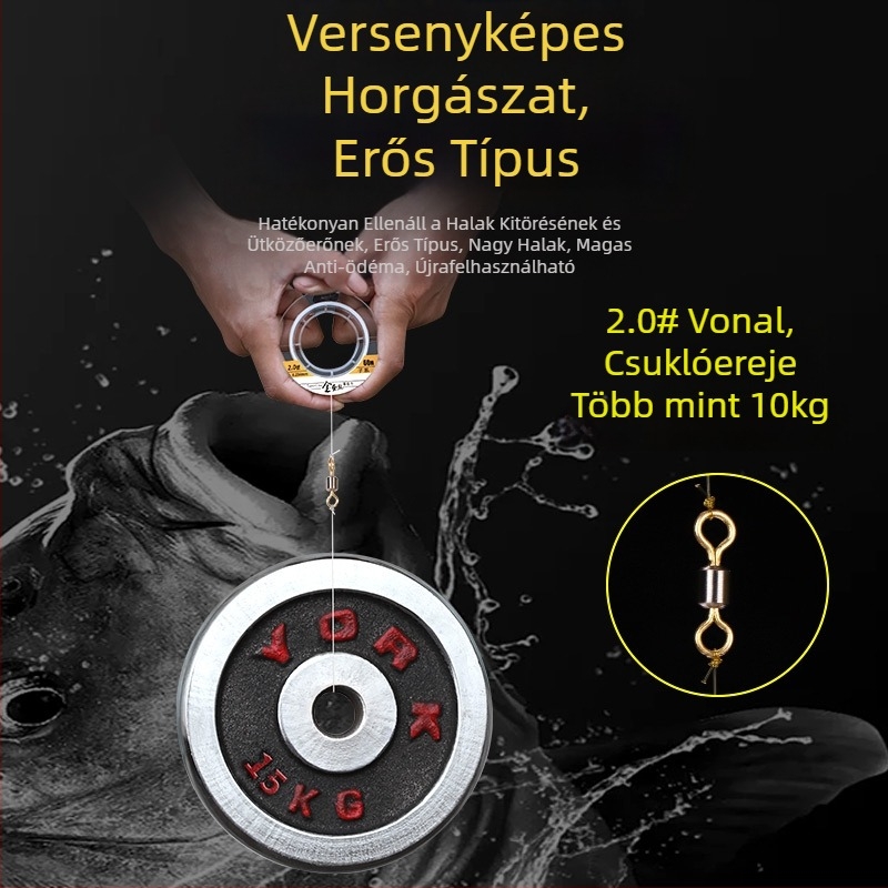 Nylon horgász damil, fővonal vezetővel, ultra puha, arany selyem hatású felület, kiváló minőség, erős húzóerő, csavarodásmentes