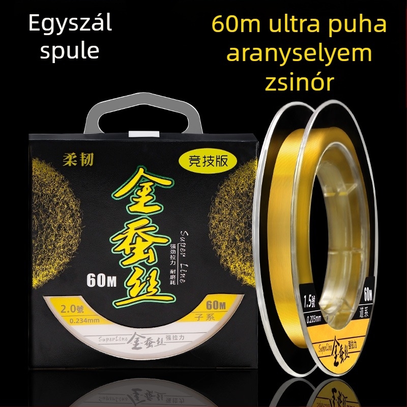 Nylon horgász damil, fővonal vezetővel, ultra puha, arany selyem hatású felület, kiváló minőség, erős húzóerő, csavarodásmentes