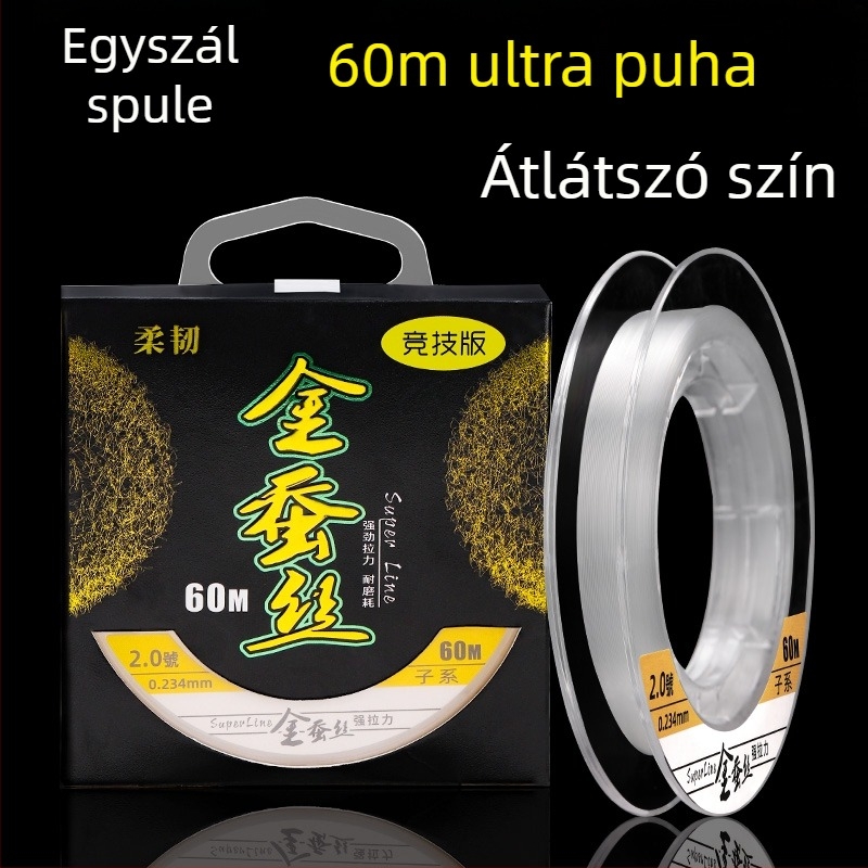 Nylon horgász damil, fővonal vezetővel, ultra puha, arany selyem hatású felület, kiváló minőség, erős húzóerő, csavarodásmentes