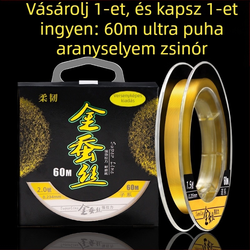 Nylon horgász damil, fővonal vezetővel, ultra puha, arany selyem hatású felület, kiváló minőség, erős húzóerő, csavarodásmentes
