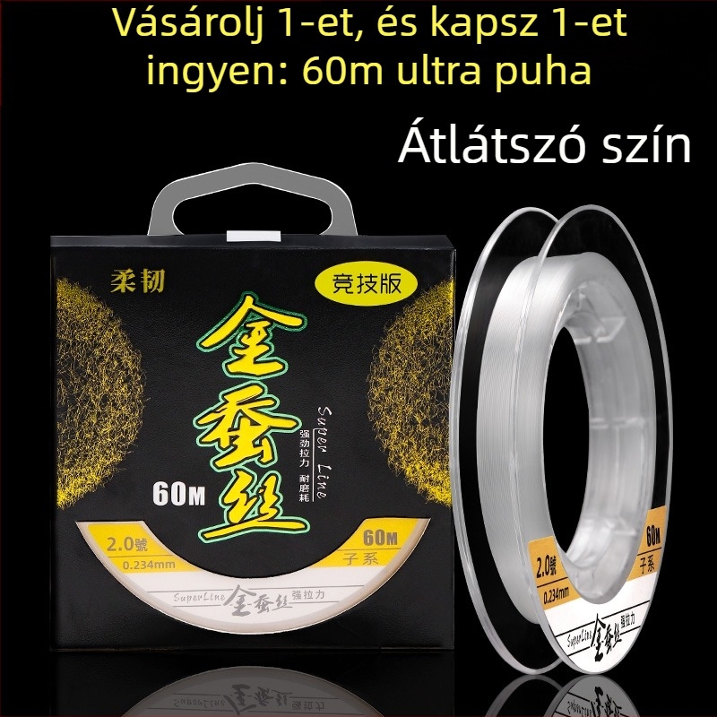 Nylon horgász damil, fővonal vezetővel, ultra puha, arany selyem hatású felület, kiváló minőség, erős húzóerő, csavarodásmentes