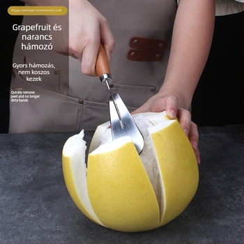 Pomelo- és narancsnyitó–hámozó – vastagabb hámozóél, kettős funkciójú eszköz, bükkfa nyél