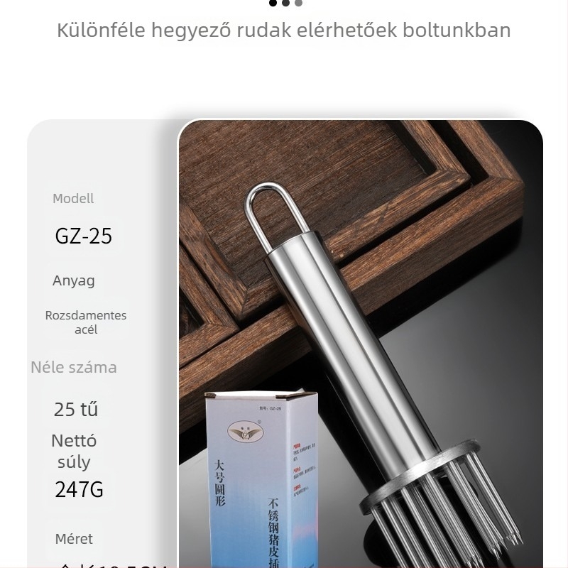 Sharp rozsdamentes acél húskímélő tű sertésszeletekhez, csirkemellhez, szárnyakhoz és sertésbőrhöz