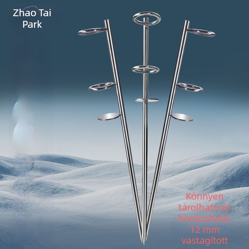 Zhao taigong rozsdamentes acél földbázisú horgászbot-tartó, többirányú forgatás, dupla gyűrűs tartó