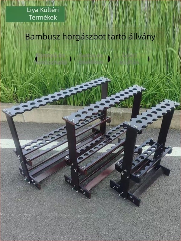 Bambuszból készült függőleges horgászbot-kiállító állvány 23/38/47 rekesszel, kézi botok tárolására és csalihorgászbotokhoz