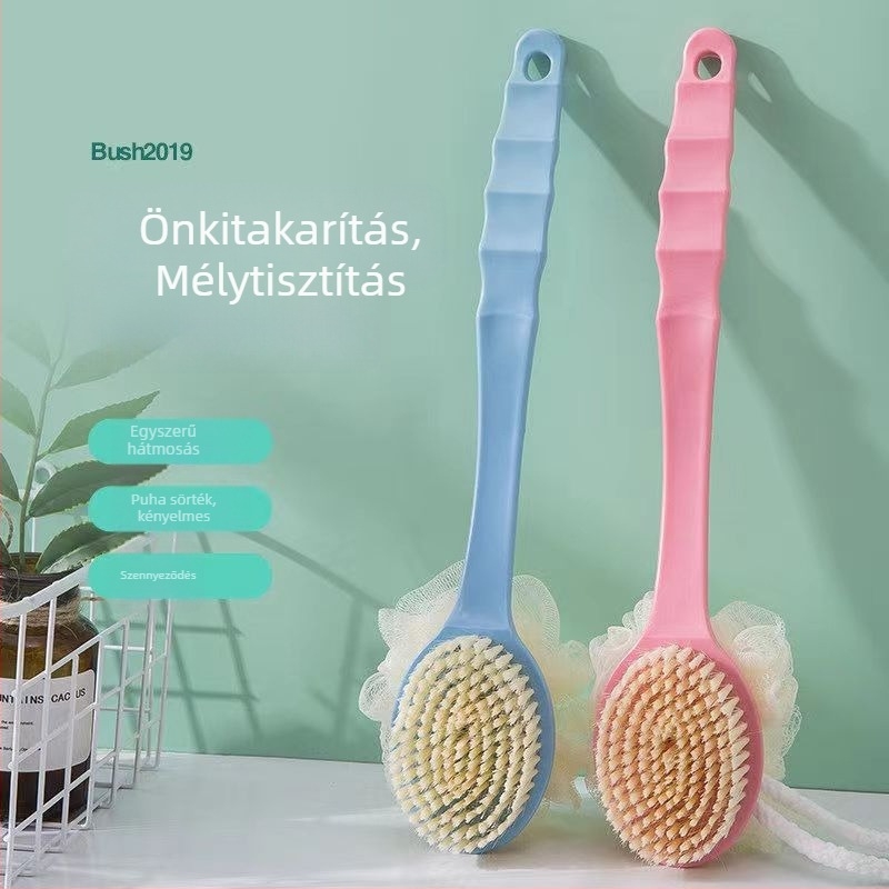 Fürdőhát keféje, kétoldalas, 2 az 1-ben, hosszú nyél, PP anyag