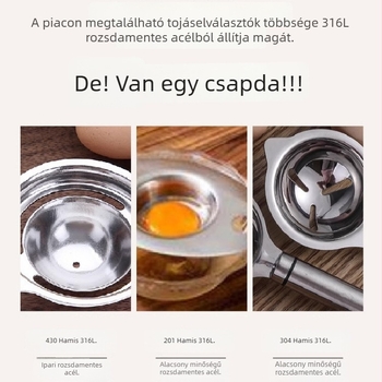Tojássárgája és fehérje szeparátor, 316 rozsdamentes acél, elektromos nélküli, modern egyszerű stílus