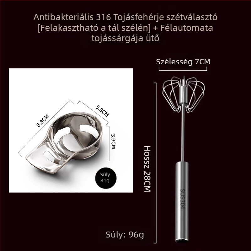 Tojássárgája és fehérje szeparátor, 316 rozsdamentes acél, elektromos nélküli, modern egyszerű stílus
