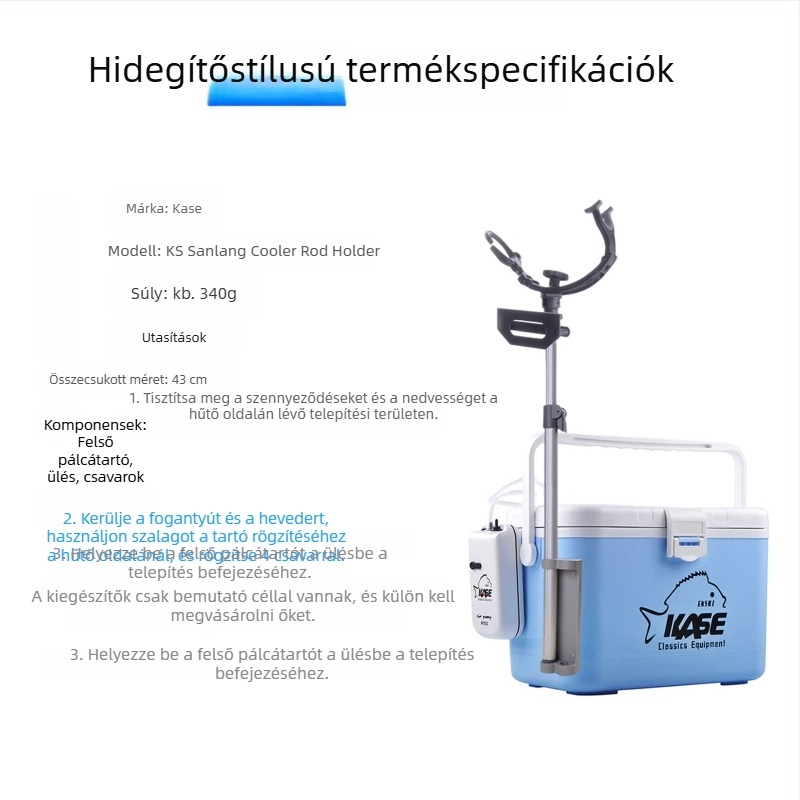 Horgászbot tartó többirányú forgatással, összecsukható, alumíniumötvözetből, háromszintes állítható