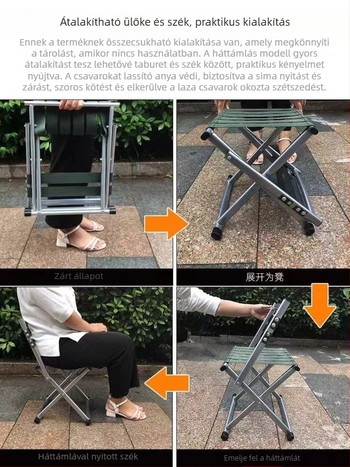 Összecsukható kültéri acél szék hátrémlával, Mazah stílus, Hebei eredetű