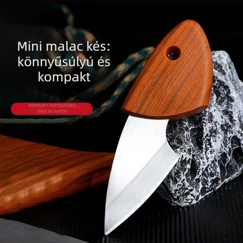 Rozsdamentes acél gyümölcs kés tokban, multifunkcionális mini kés, modern minimalist stílus, Wooden Fish Small Knife modell, 2022-es kiadás
