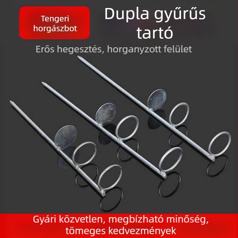 Tengeri horgászbot állvány kettős gyűrűs tartóval és talajba süllyeszthető alaplappal — kétfunkciós állvány