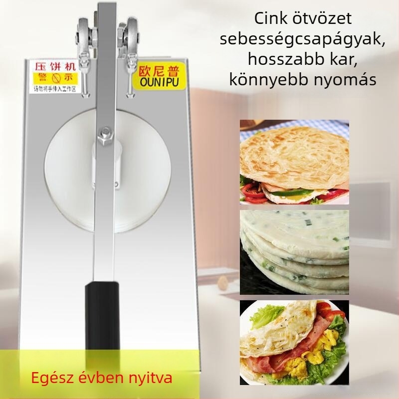 Kézi tésztanyomó kézzel készített pizzához, nagy szezámmagos pogácsákhoz, húsos zsemlékhez és rizskekszekhez — otthoni és professzionális használatra