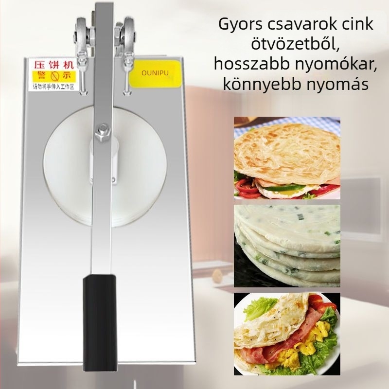 Kézi tésztanyomó kézzel készített pizzához, nagy szezámmagos pogácsákhoz, húsos zsemlékhez és rizskekszekhez — otthoni és professzionális használatra