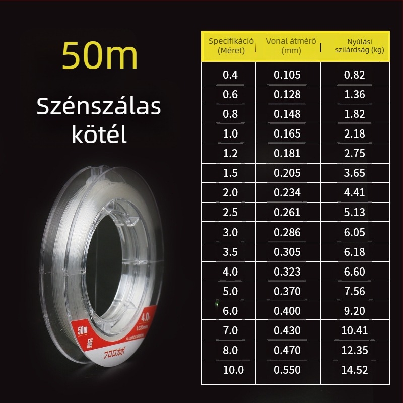 Pinsen Szénszálas Fő Vonal – Magas Szilárdságú Horgászvonal, 50m/100m