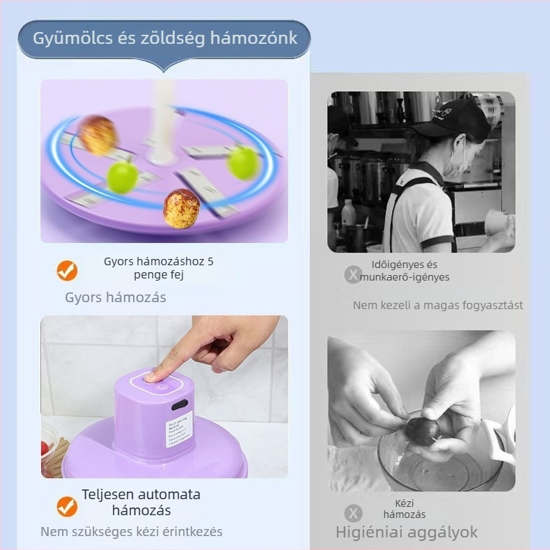 Saint Kai szőlő- és fokhagymapucoló gép - teljesen automatikus, elektromos, többfunkciós, ABS és PC anyag