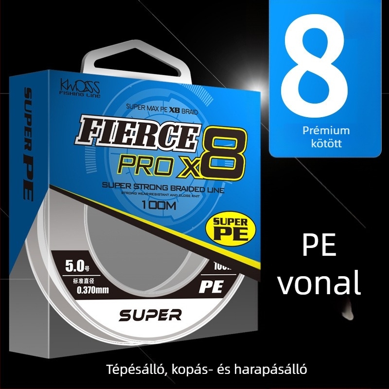 Fő zsinór, 8-szálas PE horgász zsinór, 100 m, nagy szakítóerő, csomagolás 200 db