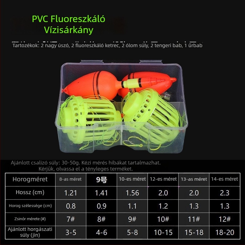 Ezüst kárász és nagyfejű pontyhorgász készlet fluoreszkáló ketrec és robbanó horogakkal, tartalmazza az Ise‑Ni és Eagle Claw horogokat
