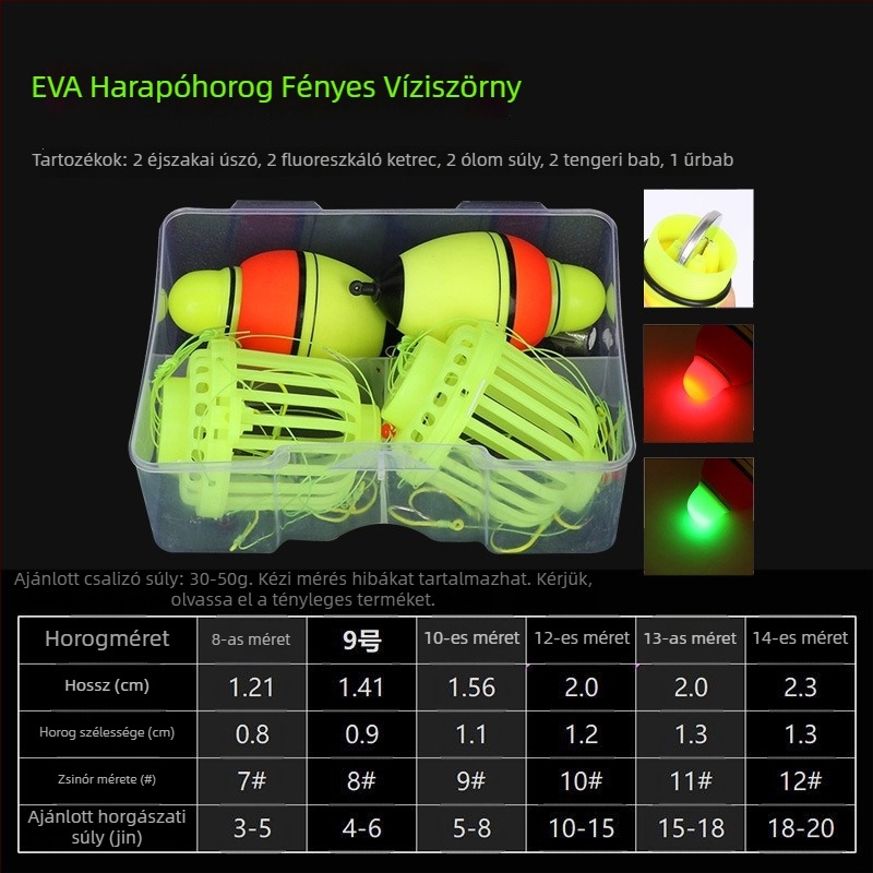 Ezüst kárász és nagyfejű pontyhorgász készlet fluoreszkáló ketrec és robbanó horogakkal, tartalmazza az Ise‑Ni és Eagle Claw horogokat