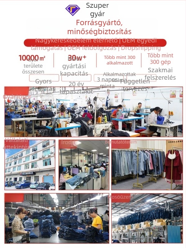 Női denimnadrág magas derekú, egyenes szabású, 95% pamut