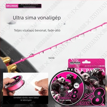 BKUMAN fő zsinór, 8-szálú PE vezeték, teherbírás 3–33 kg, sima hosszú dobásokhoz